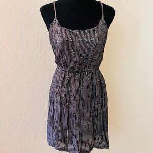 Staring at Stars Gray and Black sequins and‎ beaded Spaghetti Strap Mini Dress